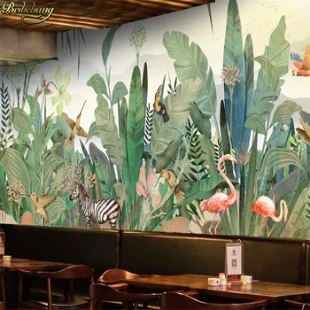 обои beibehang Ручная роспись растение Юго-Восточной Азии лесной цветок птица животное фон стены пользовательские 3D обои фреска