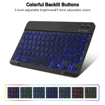 Беспроводная мини-клавиатура с RGB подсветкой, перезаряжаемые Bluetooth-совместимые клавиатуры, русская и английская клавиатура для ipad, телефона, планшетного ПК