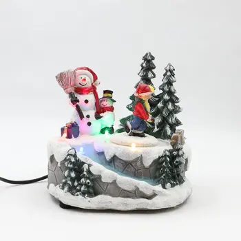 Анимированный Рождественский снеговик, Зимняя елка, кукольные украшения, Музыкальная светодиодная подсветка, Рождественское украшение для рождественской вечеринки в помещении
