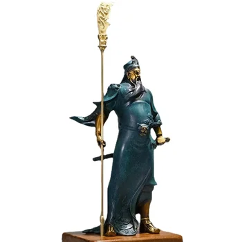 Полностью медная статуя Гуань Гун, украшение, Медная статуя Бога войны и богатства, Офисная гостиная, Бронзовая статуя, поделки
