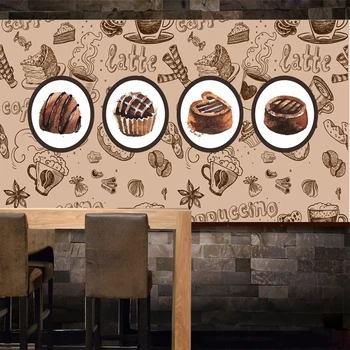 Изготовленные на заказ Крупногабаритные фотообои Кофейня Пекарня Выпечка печенья Магазин десертов Кафе Украшение стен 3D Фреской Холст Бумага
