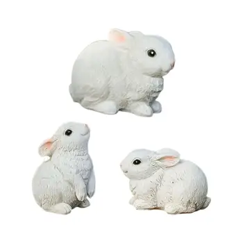 3x фигурки кроликов, миниатюрная статуэтка кролика для приборной панели автомобиля, офисных свадеб