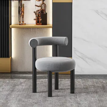 Современные минималистичные дизайнерские бархатные обеденные стулья, кресло для отдыха, стулья со спинкой в скандинавском кремовом стиле для столовой мебели