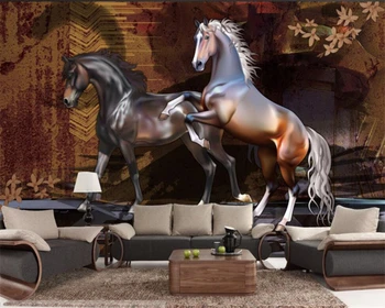 Бейбехан Пользовательские обои гостиная спальня фрески трехмерная лошадь к успеху рельеф лошади ТВ фон 3D обои