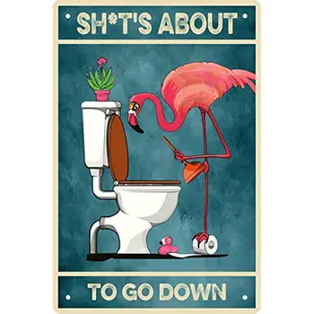 Интересный логотип ванной комнаты Подарок с фламинго для женщин ретро металлический логотип ванной комнаты Украшение дома стены ретро детский душ