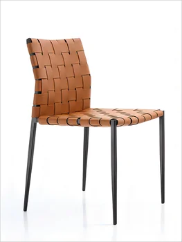 Обеденный стул из кожи ZL Saddle, Переработанный Стул Ручной работы, Стул-седло