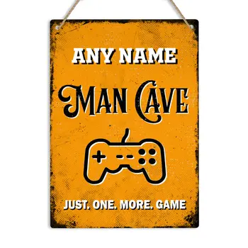 Персональная табличка с названием MAN CAVE в стиле ретро, металлическая жестяная табличка на стене, забавный подарок геймеру