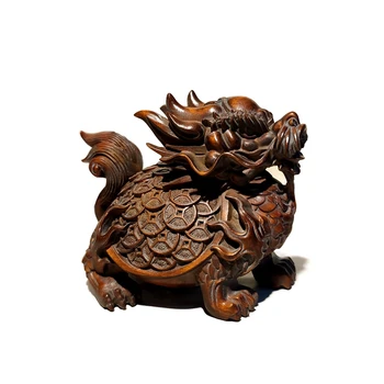 статуя китайского дракона фигурки животных Кайлин единорог винтажный деревянный орнамент искусство Рождественский подарок искусство держатель для благовоний