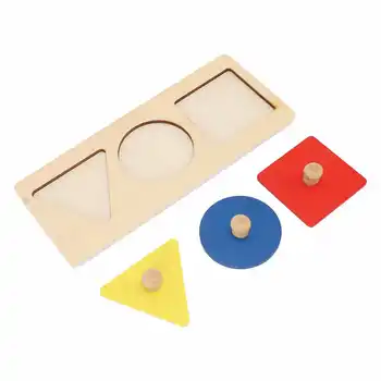 Головоломка геометрической формы, обучающая головоломка с гладкой деревянной ручкой, портативная, забавная, 3 цвета, мягкая для дома, для ребенка