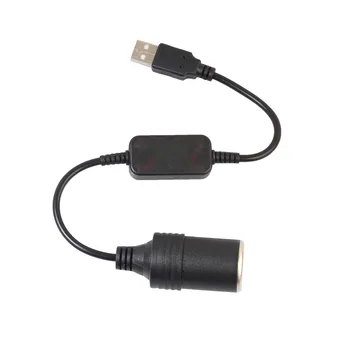 Гнездо автомобильного прикуривателя Женский шнур питания Автомобильный конвертер Адаптер Проводной контроллер USB порт на 12 В для Xiaomi Power Bank DVR