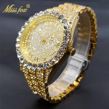 ???? ?????? Новый бренд Золотые часы для мужчин Полный Муассанит Стильный Мастер Стиль Пара часов Подарок оптом ???????????