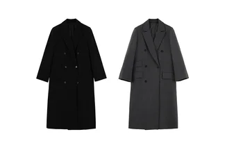 Женское шерстяное пальто из хлопка в стиле ретро, утепленное зимнее шерстяное пальто средней длины с темпераментом
