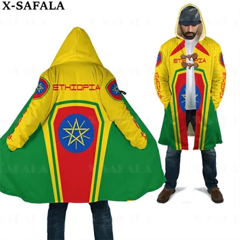 Эмблема Эфиопии, Действие, Флаг, Страна Искусства, Толстый Теплый Плащ с капюшоном и 3D принтом, Мужское пальто, Ветрозащитная Флисовая накидка, Халат, одеяло-1